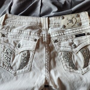 Embellished White Miss Me Women's Jeans with Silver Accents